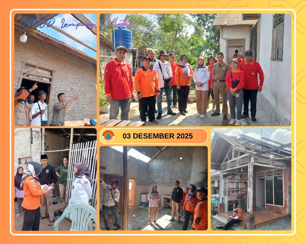 34 Rumah Rusak Diterjang Puting Beliung di Candipuro, BPBD Lamsel Bergerak Cepat